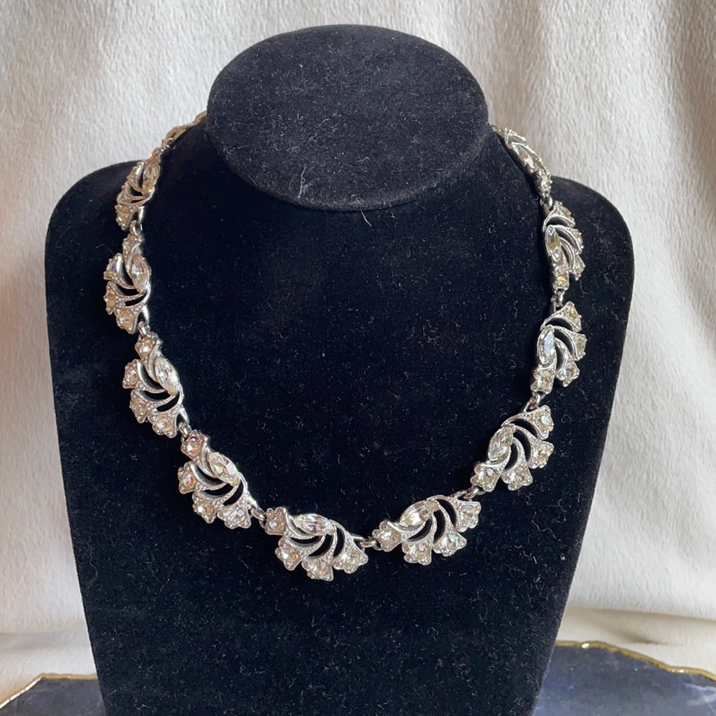 Vtg Bogoff Rhinestone Necklace 13”-16”